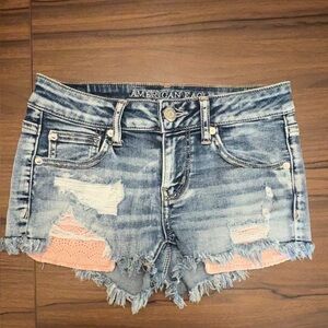 American Eagle Outfitters Blue Jean Shorts Distressed Design